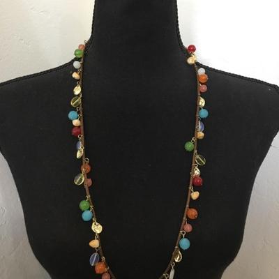 Beautiful vintage Multi colored, glass, bead, necklace, gemstone beads