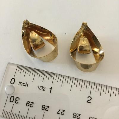 Vintage gold toned enamel statement earrings 80s