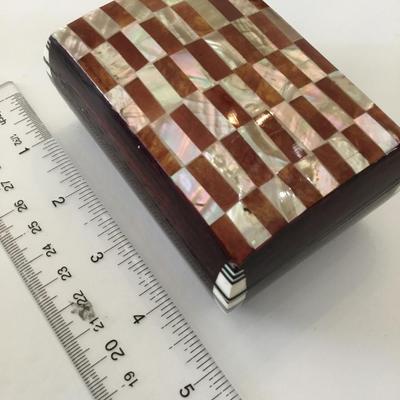 Vintage Shell inlay wooden trinket or jewelry box