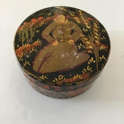 Vintage handpainted, Lacquer box, floral, keepsake Persian