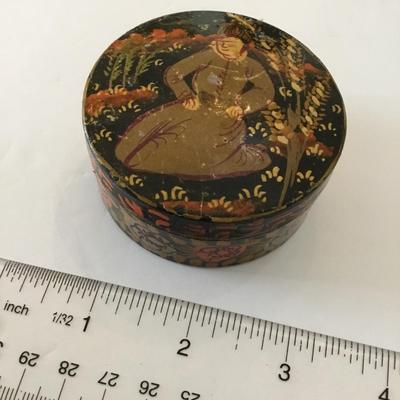 Vintage handpainted, Lacquer box, floral, keepsake Persian