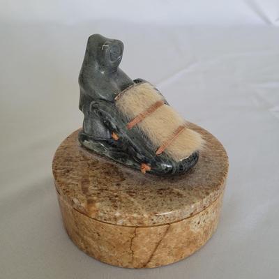 Carved Stone Walrus plus Carved Trinket Box by DIMU (D-EL)