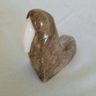 Carved Stone Walrus plus Carved Trinket Box by DIMU (D-EL)