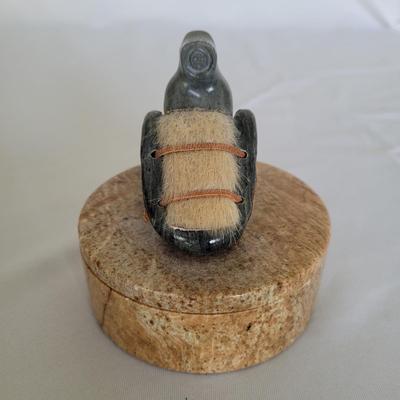 Carved Stone Walrus plus Carved Trinket Box by DIMU (D-EL)
