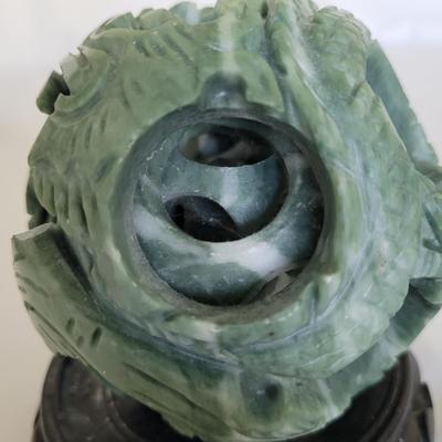 Carved Puzzle Ball and Foo Dogs (D-EL)