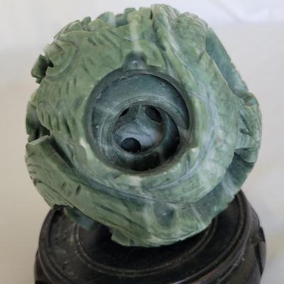 Carved Puzzle Ball and Foo Dogs (D-EL)