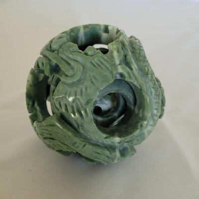 Carved Puzzle Ball and Foo Dogs (D-EL)