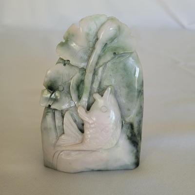 Carved Jade Money Frog & Fish Statuettes (D-EL)