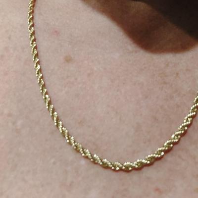 10K Solid Gold Rope Necklace 28"