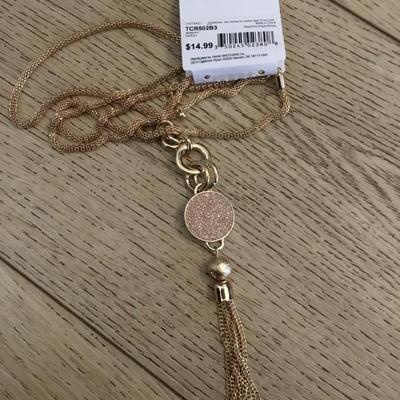 Pretty gold tone, snake chain, tassel necklace