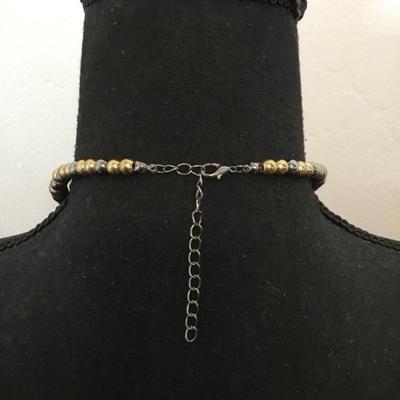 Vintage Metal, silver, and gold tone beaded necklace
