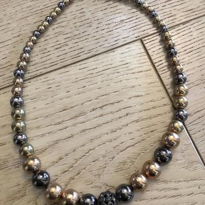 Vintage Metal, silver, and gold tone beaded necklace