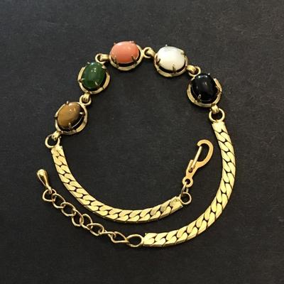 Vintage gold tone stone bracelet