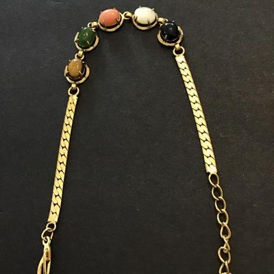 Vintage gold tone stone bracelet