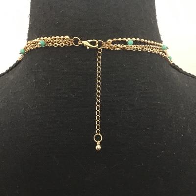 Beautiful, gold tone, multicolored BoHo style multi strand, layered necklace