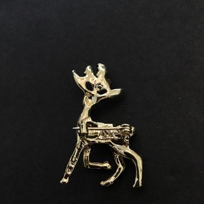 Gold tone deer brooch pin