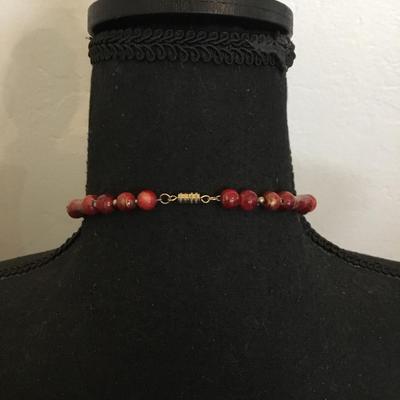 Vintage, big red beaded collar statement, necklace