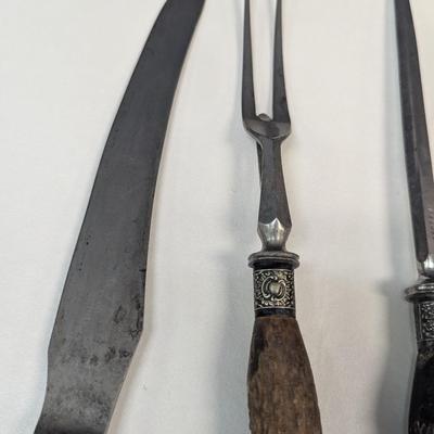 Sale Photo Thumbnail #3274: assorted antler handle cutlery