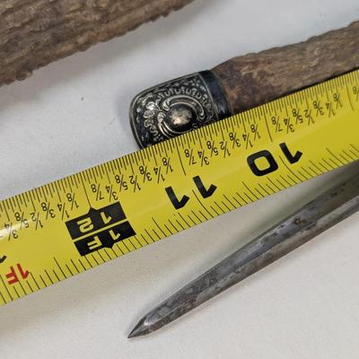 Sale Photo Thumbnail #3281: assorted antler handle cutlery