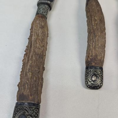Sale Photo Thumbnail #3273: assorted antler handle cutlery
