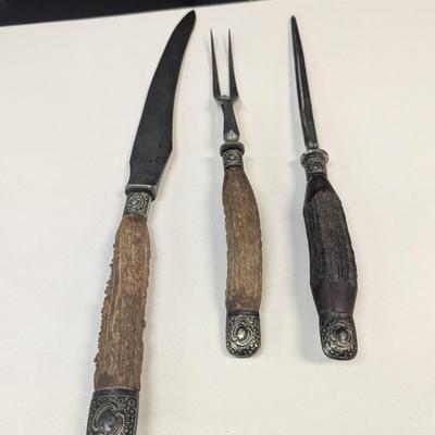 Sale Photo Thumbnail #3271: assorted antler handle cutlery