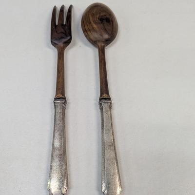 Sale Photo Thumbnail #3285: Monogrammed Wooden Salad Utensils With Sterling Handles