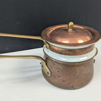 Sale Photo Thumbnail #1795: Copper and Brass Ceramic double broiler