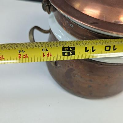 Sale Photo Thumbnail #1801: Copper and Brass Ceramic double broiler