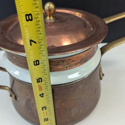 Sale Photo Thumbnail #1802: Copper and Brass Ceramic double broiler