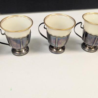 Sale Photo Thumbnail #524: Lenox Demitasse Cups With Sterling Silver Holders 240g