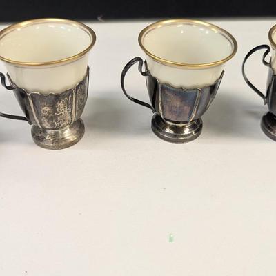 Sale Photo Thumbnail #523: Lenox Demitasse Cups With Sterling Silver Holders 240g