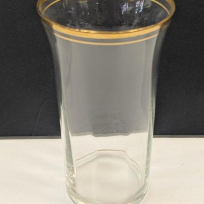 Sale Photo Thumbnail #545: 9 - 1960's Vintage Tiffin-Franciscan Gold Rimmed Crystal Glasses 5 1/2" Tall
