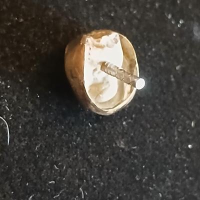 Full metal gold colored cast crown post tooth