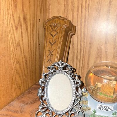 Variety of household Knick knacks - Trinket box - small vase - wall pocket vase - picture frames and more