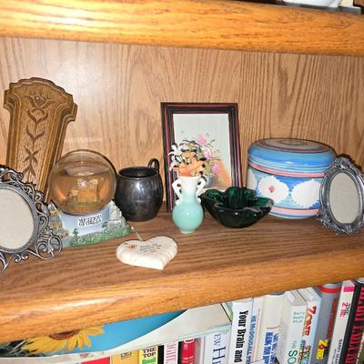 Variety of household Knick knacks - Trinket box - small vase - wall pocket vase - picture frames and more