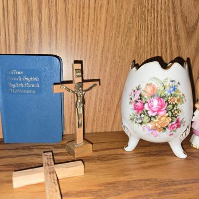 Religious items and porcelain figures