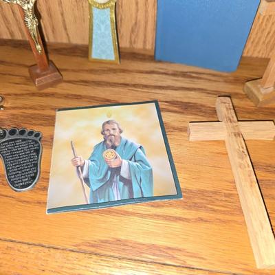 Religious items and porcelain figures