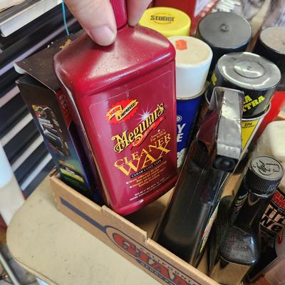 Box lot of Assorted Car Household Cleaners Care Items
