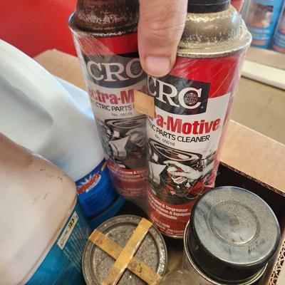 Another Box Lot of Household and Car Care Cleaning products Simple Green WD 40 Zep