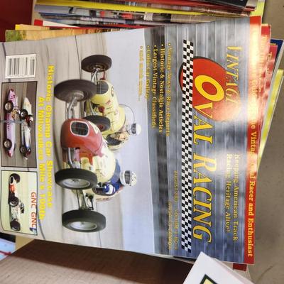 3 stacks of Vintage Oval Racing Magazines