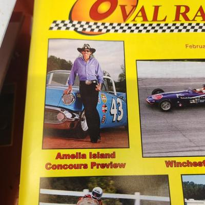 3 stacks of Vintage Oval Racing Magazines