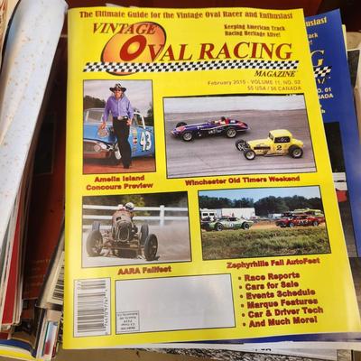 3 stacks of Vintage Oval Racing Magazines