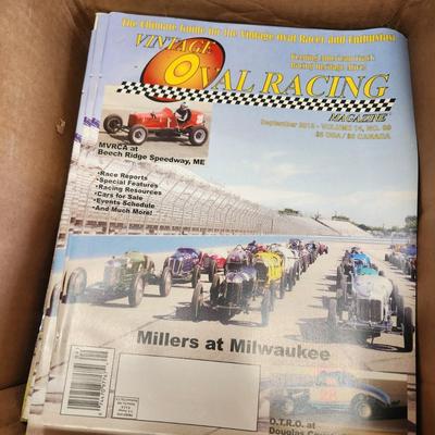 3 stacks of Vintage Oval Racing Magazines