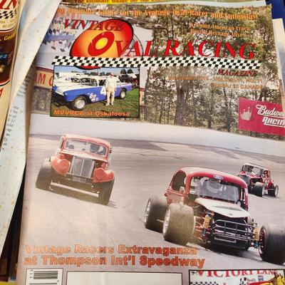3 stacks of Vintage Oval Racing Magazines