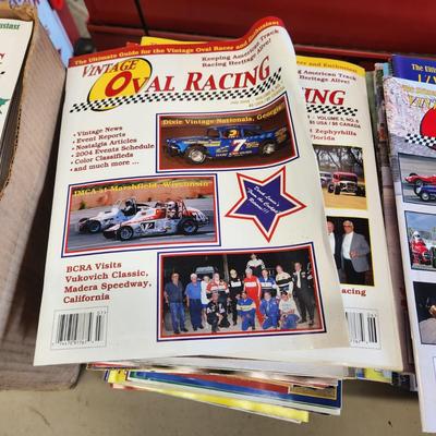 3 stacks of Vintage Oval Racing Magazines