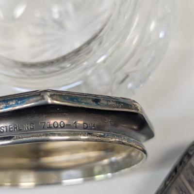 Sale Photo Thumbnail #2032: Vintage Vanity Powder Jars Lids Stamped Axe With 3 X's Sterling 7100-1 DH 88g