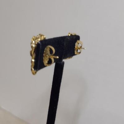 14 Karat Yellow Gold Post Earrings- Gold Nugget Design- Approx Total Weight 7.3 Grams (#51)