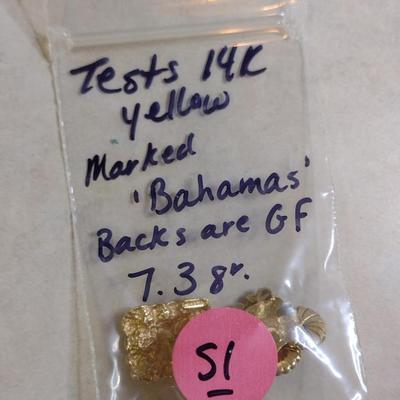 14 Karat Yellow Gold Post Earrings- Gold Nugget Design- Approx Total Weight 7.3 Grams (#51)
