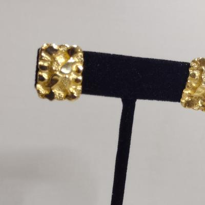 14 Karat Yellow Gold Post Earrings- Gold Nugget Design- Approx Total Weight 7.3 Grams (#51)