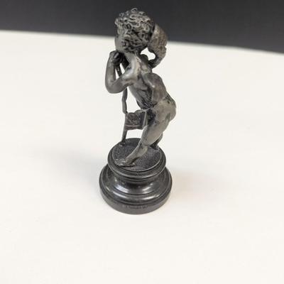 Sale Photo Thumbnail #583: Vintage Metal Cherub Statue 4" Tall